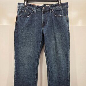T.K. Axel Jeans Mens 36x32 Slim Boot Stretch Blue Denim Embroidered Pockets